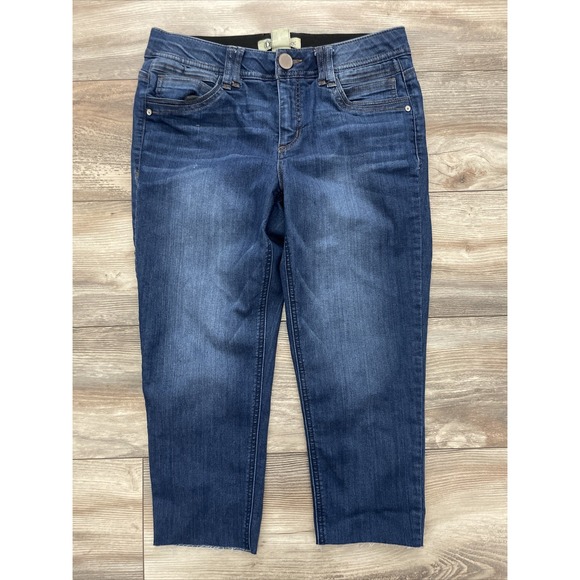 Democracy Denim - Democracy Jeans Womens 8 Blue Ab Technology Straight Leg Raw Hem Dark Wash Slim
